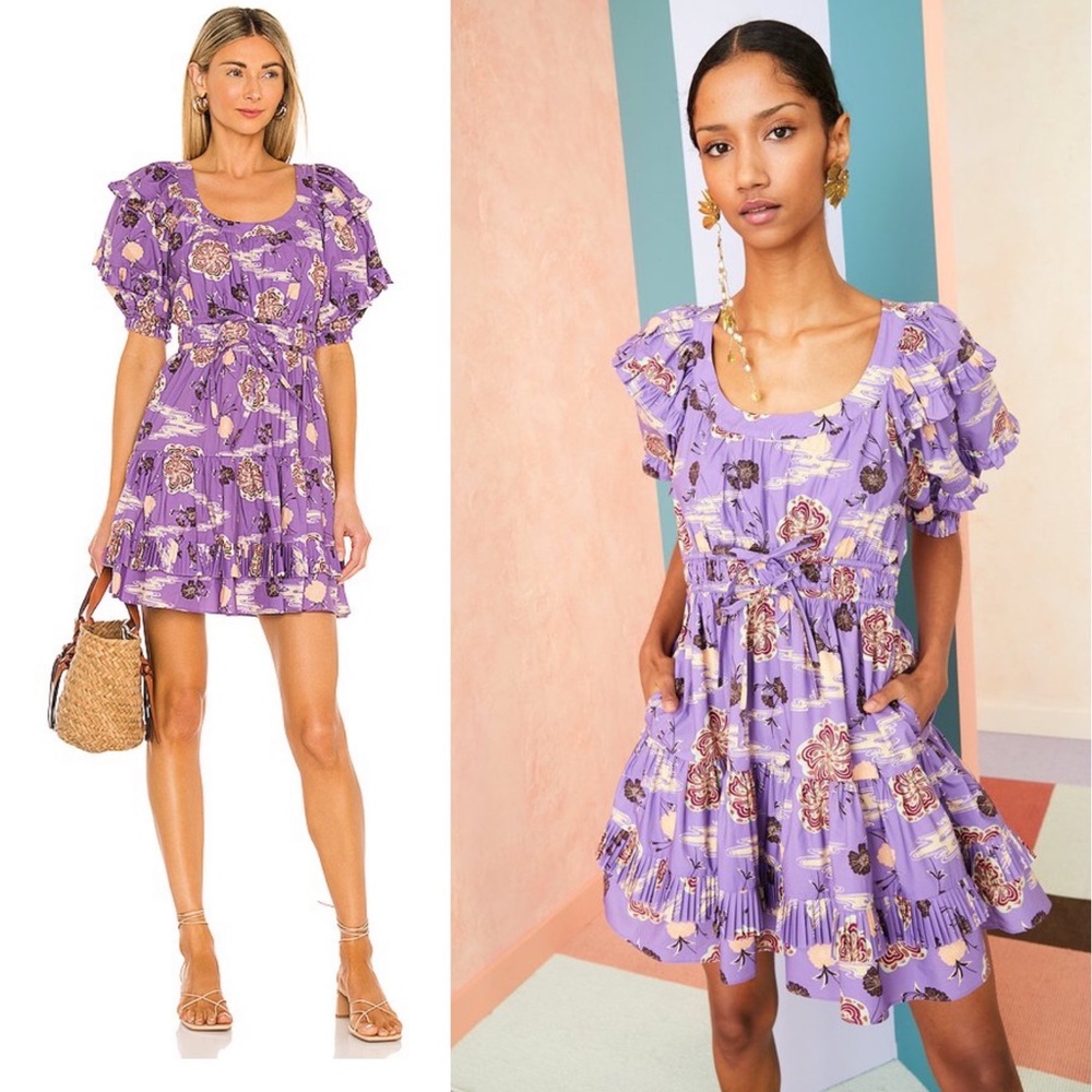Ulla Johnson Purple Naomi Ruffle Dress NWT